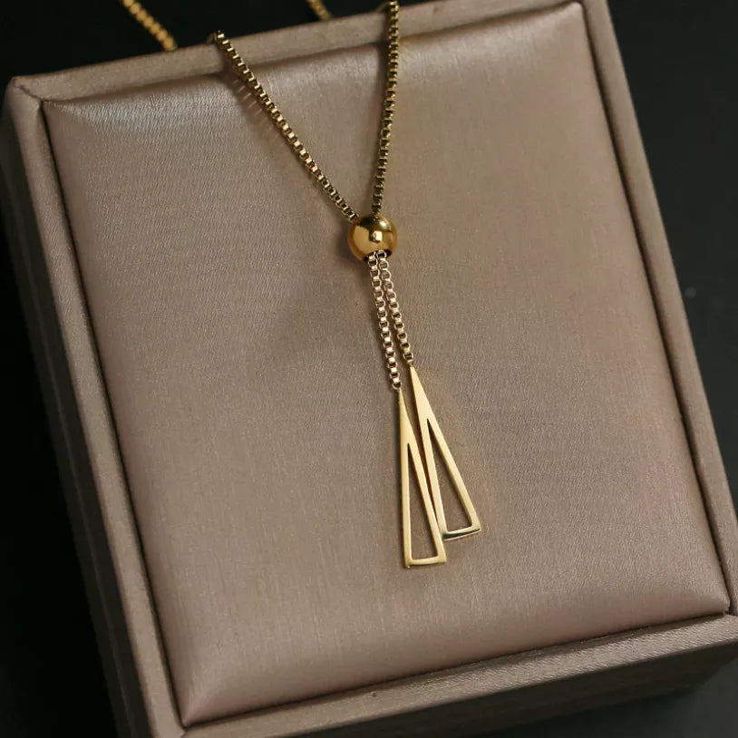 Collier pendentif géométrique, bijou en acier inoxydable doré