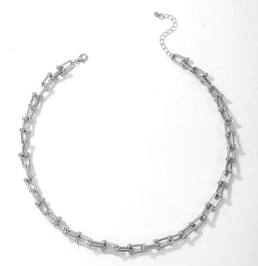 Collier Maillons en U, bijou en acier inoxydable argenté