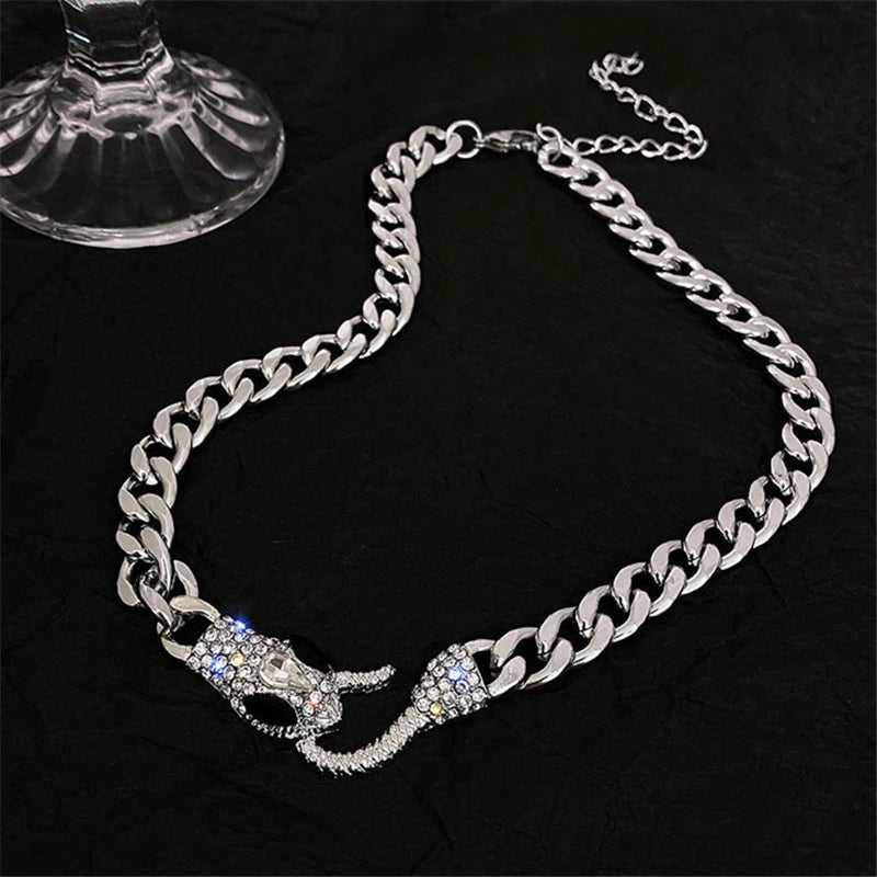 Collier Serpent, ras-du-cou, bijou en acier inoxydable argenté