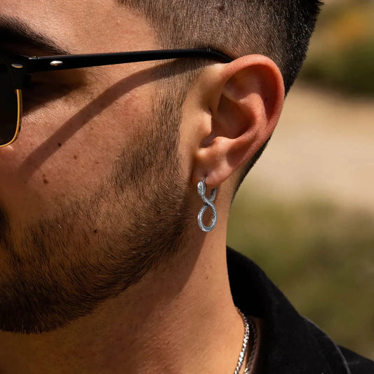 Boucle d'oreilles pour hommes, Serpent, bijou en alliage plaqué argent