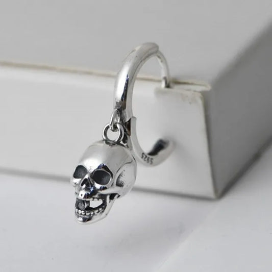 Boucle d'oreilles minimaliste pour hommes, Tête de mort, bijou en alliage plaqué argent