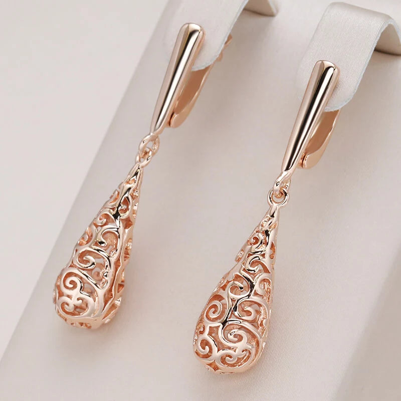 Boucles d'oreilles motif paisley, bijou en plaqué or rose