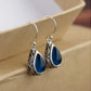 Boucles d'oreilles Goutte pierre bleue, bijou en alliage plaqué argent