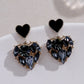 Boucles d'oreilles Coeurs Noirs, bijou en plaqué argent