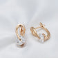 Boucles d'oreilles Courbe élégante & zircon blanc, bijou en alliage plaqué or 585 (14 carats) et en zircons naturels