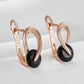 Boucles d'oreilles Courbe élégante & zircon noir, bijou en alliage plaqué or 585 (14 carats) et en zircons naturels