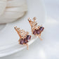 Boucles d'oreilles Ballerines, zircons mauves, bijou en alliage plaqué or 585 (14 carats) et en zircons naturels