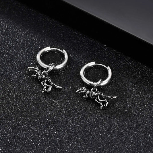 Boucles d'oreilles minimalistes Squelettes de dinosaure, bijou en alliage plaqué argent