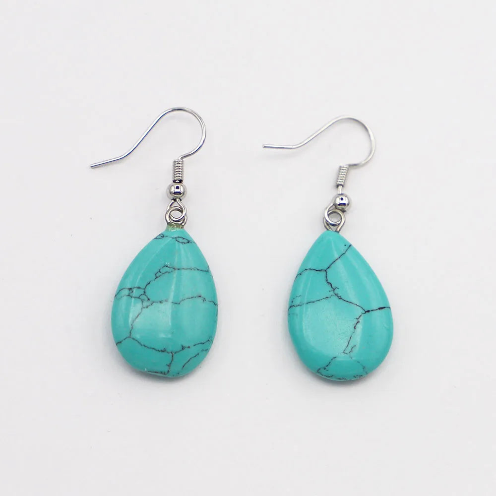 boucles d'oreilles en forme de goutte en pierre turquoise