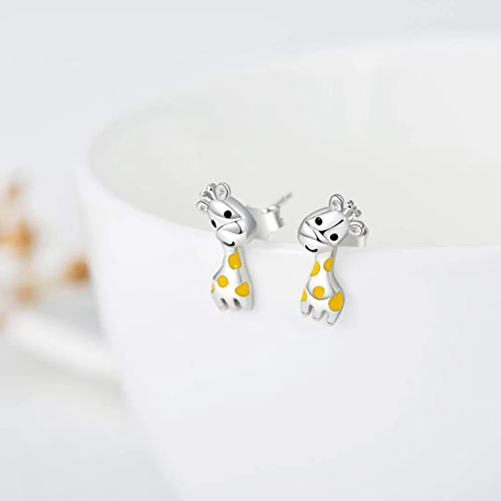 Boucles d'oreilles Girafes, bijou en plaqué argent