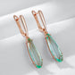 Boucles d'oreilles pierres de cristal vert clair, bijou en plaqué or rose