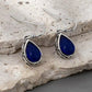 Boucles d'oreilles Goutte pierre bleue, bijou en alliage plaqué argent