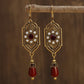 Boucles d'oreilles indiennes à perles et zircons rouges, bijou en plaqué or