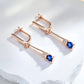 Boucles d'oreilles pendantes avec zircons bleus et zircons blancs, bijou en plaqué or rose