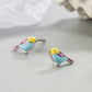 Boucles d'oreilles Oiseau 3D multicolore, bijou en alliage plaqué argent 925 et en émail