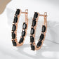 Boucles d'oreilles Zircons noirs, bijou en plaqué or rose