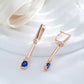 Boucles d'oreilles pendantes avec zircons bleus et zircons blancs, bijou en plaqué or rose