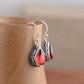 Boucles d'oreilles Goutte pierre rouge, bijou en alliage plaqué argent