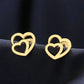 Boucles d'oreilles Duo de coeurs, bijou en acier inoxydable doré