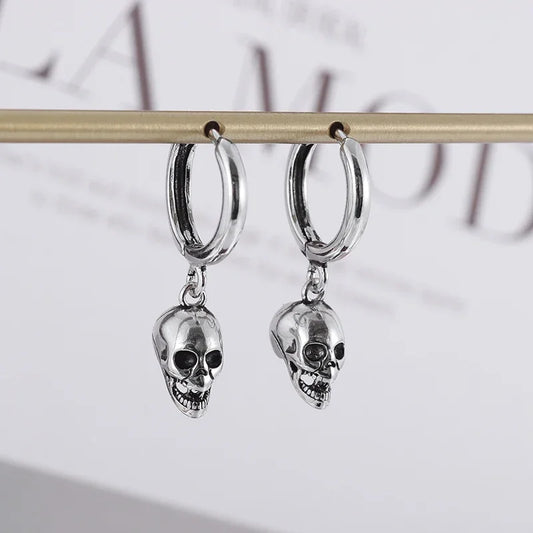 Boucles d'oreilles minimalistes Têtes de mort, bijou en alliage plaqué argent