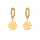 Boucles d'oreilles Trèfle à quatre feuilles, bijou en acier inoxydable doré