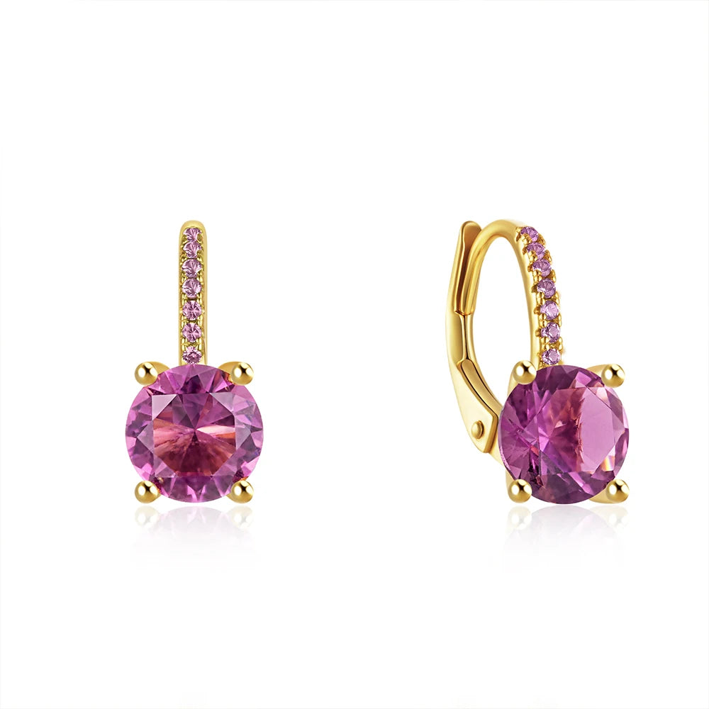 Boucles d'oreilles Zircons mauves, bijou en argent sterling 925