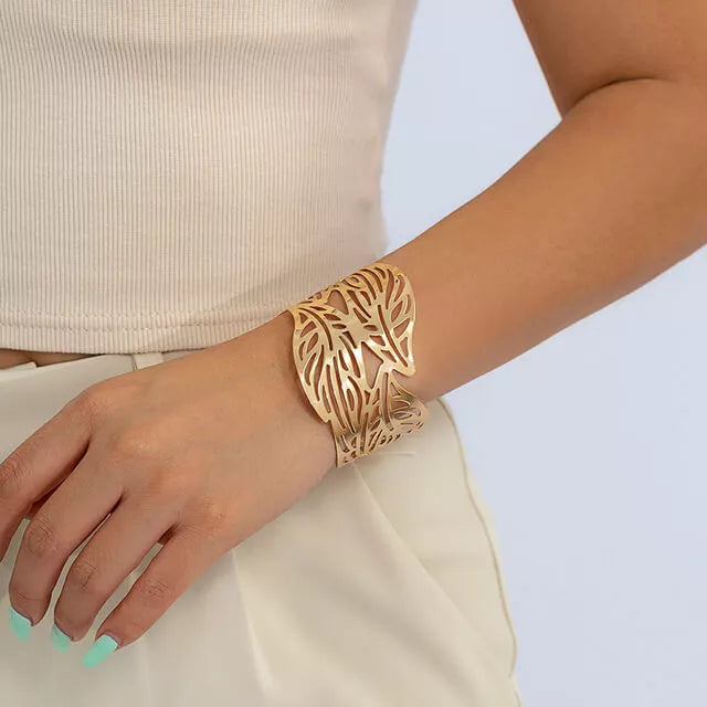 Bracelet Feuillage ajouré, bijou en plaqué or