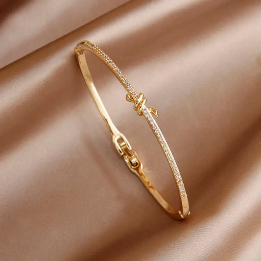 Bracelet en zircons blancs Serpent, bijou en plaqué or