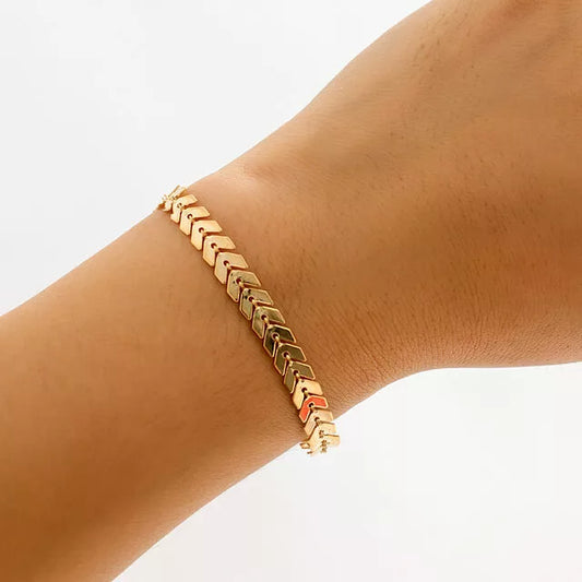 Bracelet en forme d'épis de blé, bijou en plaqué or