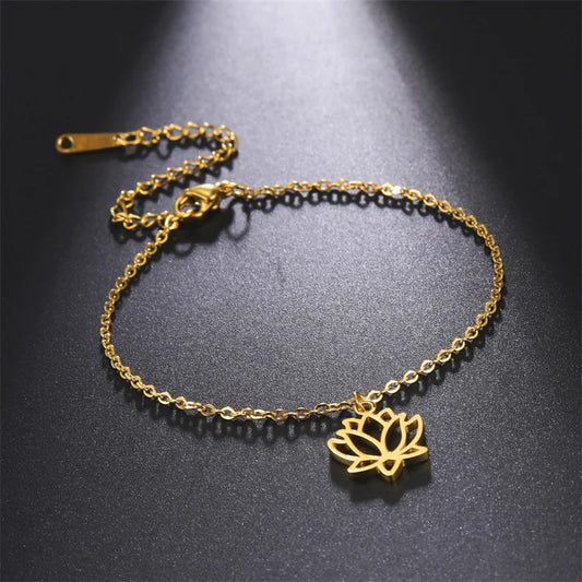 Bracelet Fleur de Lotus, bijou en acier inoxydable doré