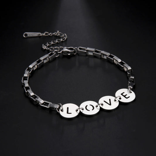 Bracelet Lettres Love, bijou en acier inoxydable