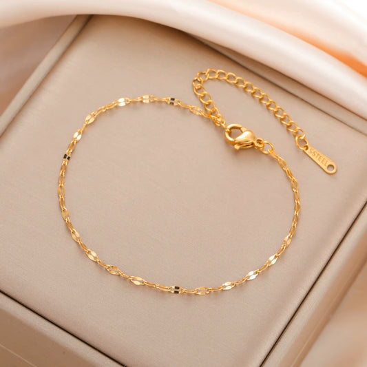 Bracelet Maille Lips, bijou en acier inoxydable doré