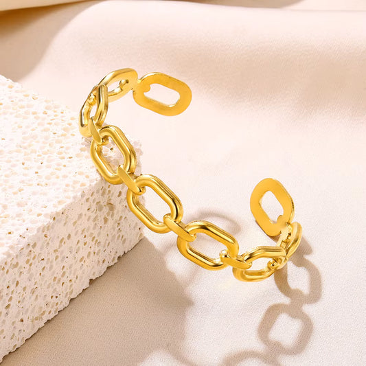 Bracelet Gros Maillons ovales, bijou en acier inoxydable doré