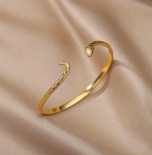 Bracelet Serpent, bijou en acier inoxydable doré