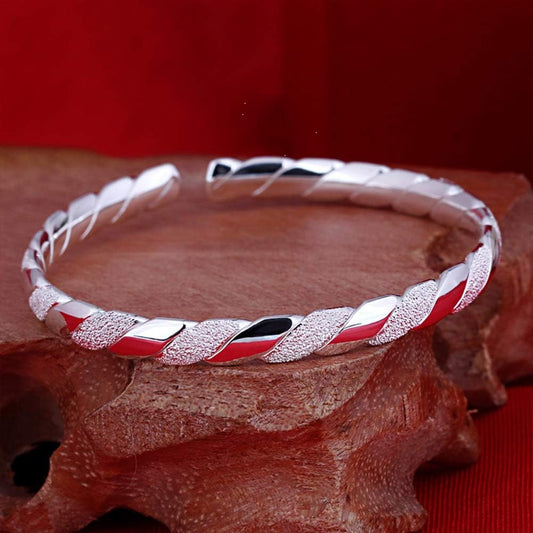 Bracelet torsadé, bijou en alliage plaqué argent