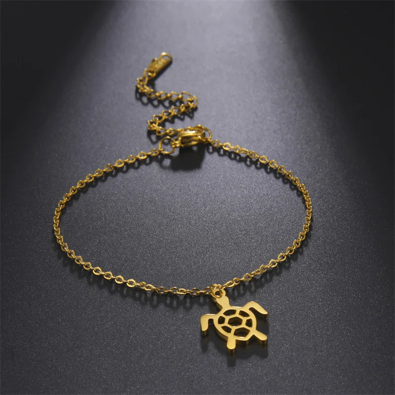 Bracelet Tortue, bijou en acier inoxydable doré