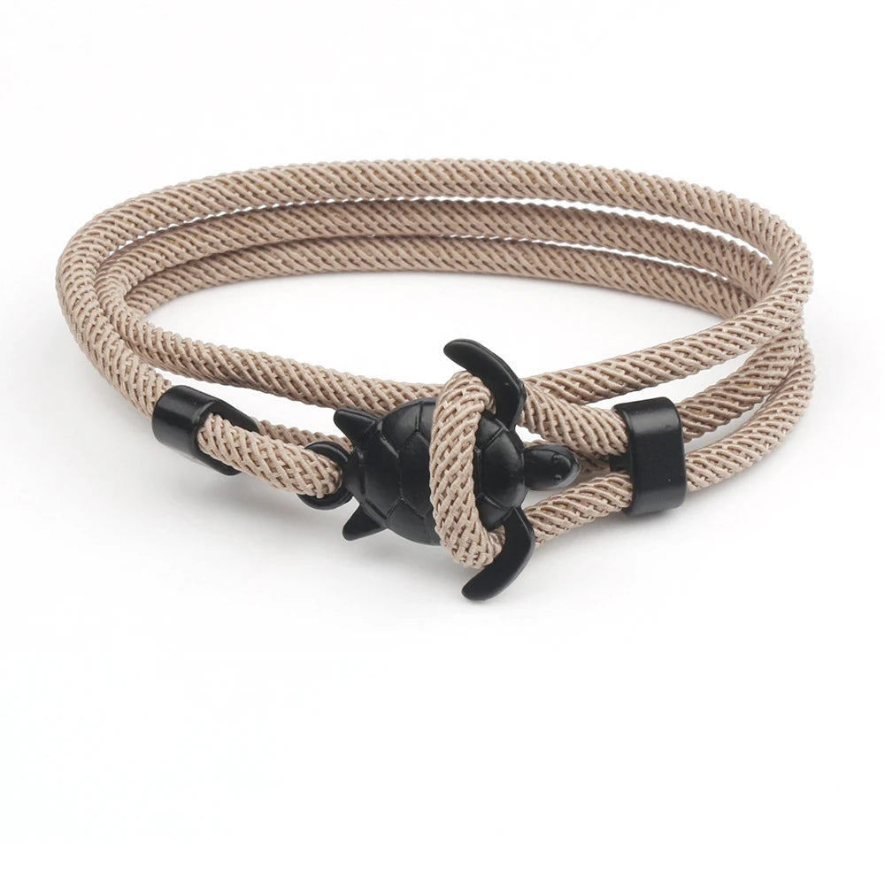 Bracelet Tortue avec corde beige