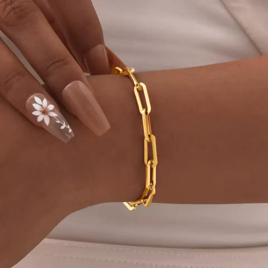 Bracelet trombone, bijou en acier inoxydable doré