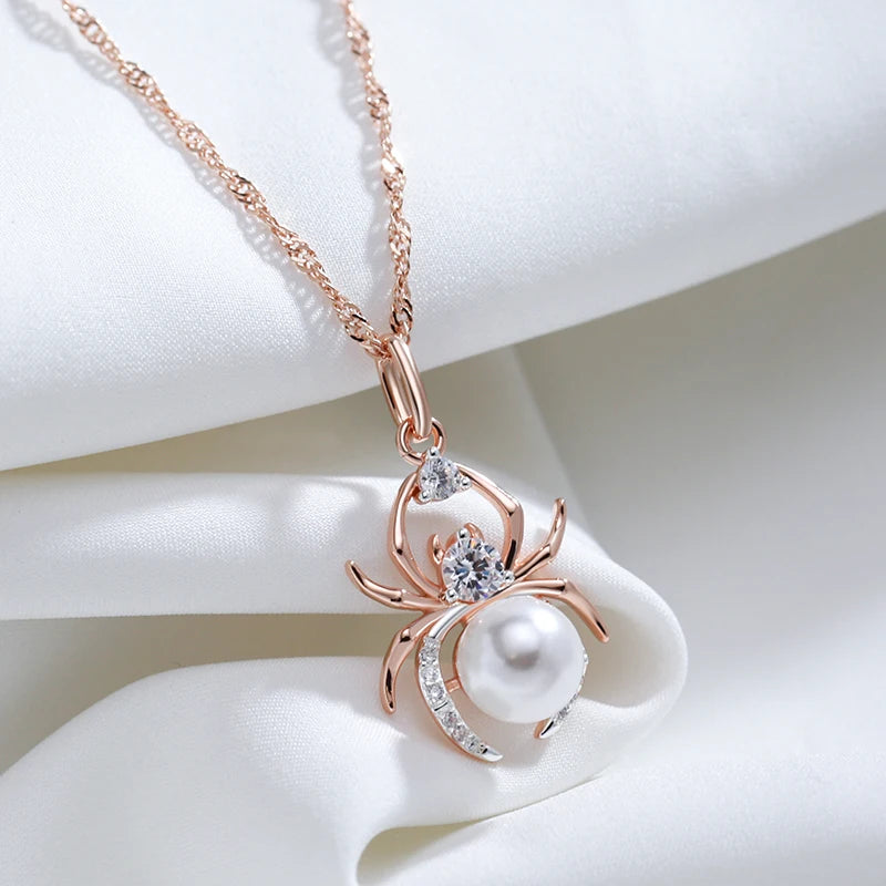 Collier Araignée, bijou en plaqué or rose