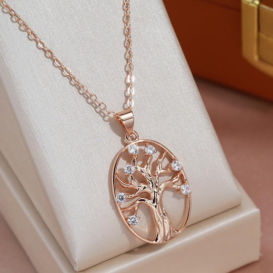 Collier Arbre de Vie, bijou en plaqué or rose