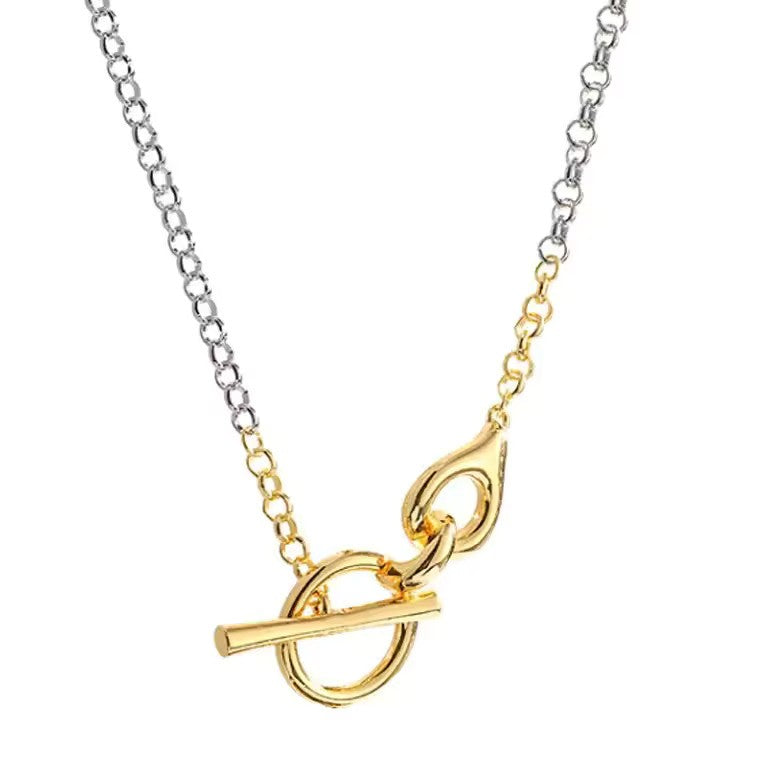Collier Statement à deux tons, bijou en acier inoxydable doré et argenté