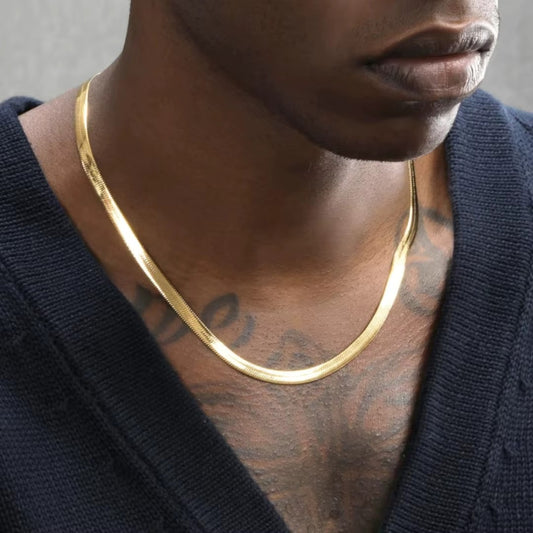 Chaîne maille chevron, bijou en acier inoxydable doré