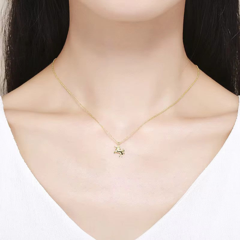 Collier Licorne, bijou en argent 925 avec placage or