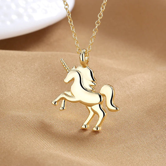 Collier Licorne, bijou en plaque or