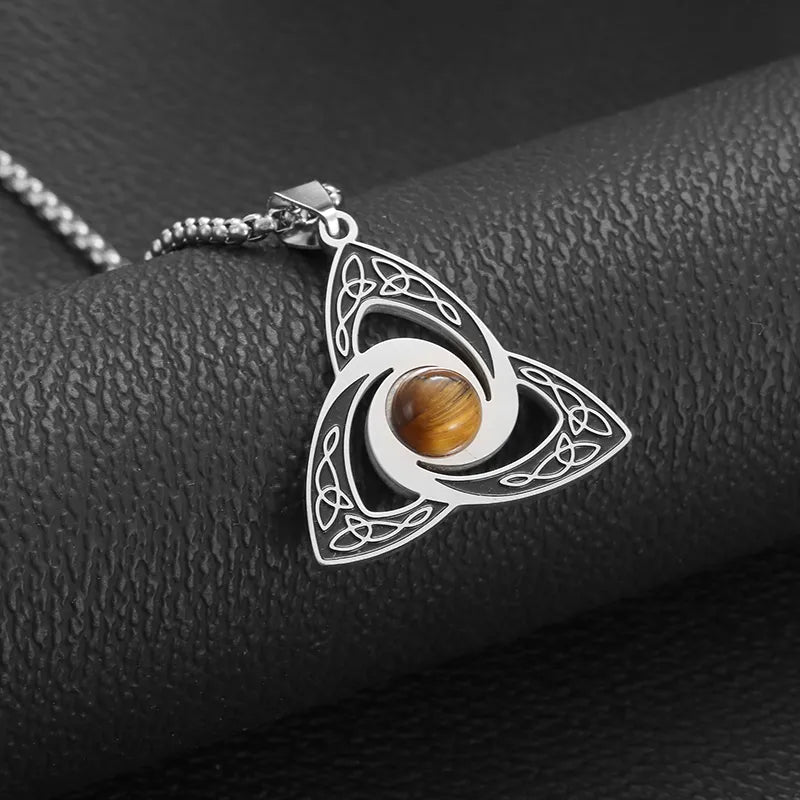 Collier Noeud de vikings, bijou en acier inoxydable argenté