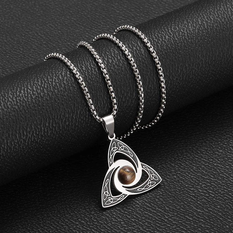 Collier Noeud de vikings, bijou en acier inoxydable argenté