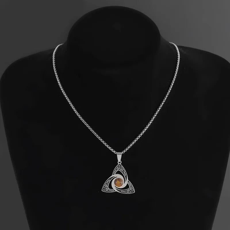 Collier Noeud de vikings, bijou en acier inoxydable argenté