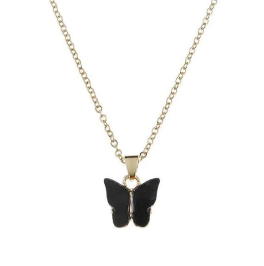 Collier Papillon noir, bijou en acier inoxydable