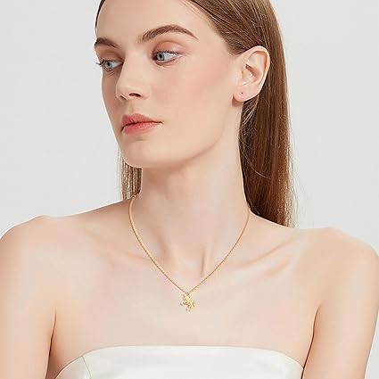 Collier Licorne, bijou en argent 925 avec placage or