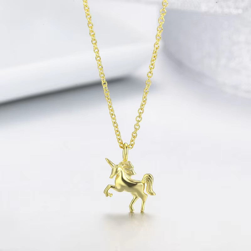 Collier Licorne, bijou en argent 925 avec placage or